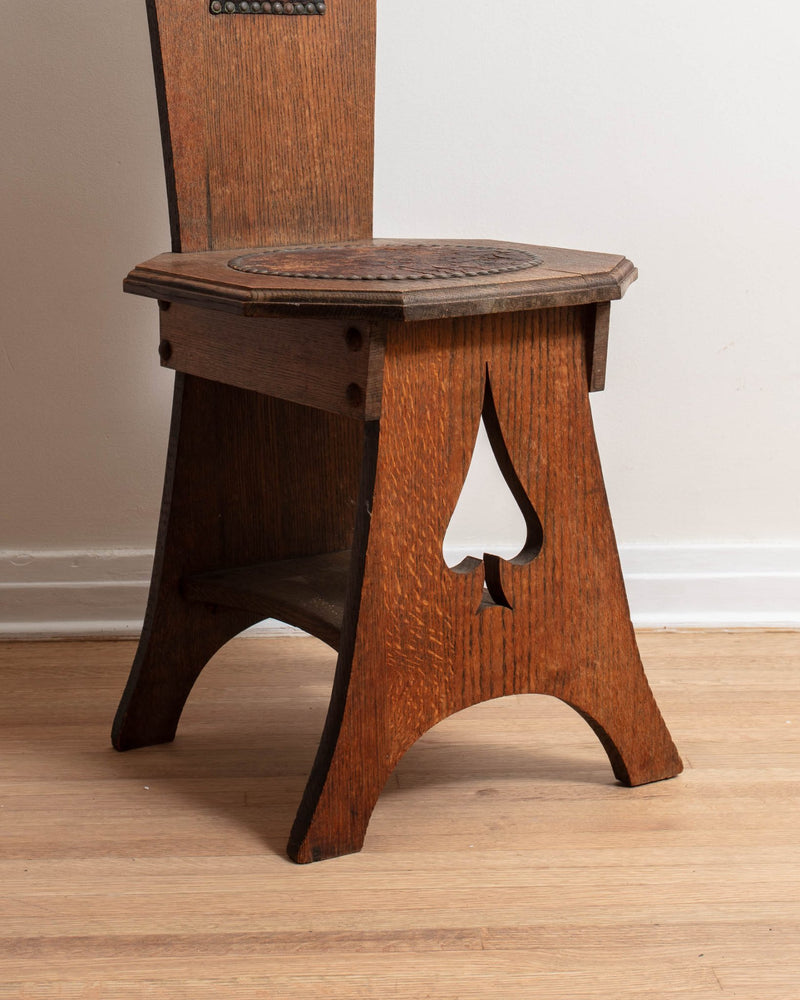 Arts & Crafts Oak Spade Chair - Lone Fox