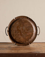 Arts & Crafts Round Copper Tray with Forged Handles, 1930's - Lone Fox