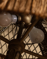 Arts & Crafts-Style Woven Wicker Table Lamp with Fringe, 1930's - Lone Fox