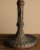 Arts & Crafts-Style Woven Wicker Table Lamp with Fringe, 1930's - Lone Fox