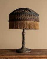 Arts & Crafts-Style Woven Wicker Table Lamp with Fringe, 1930's - Lone Fox