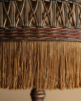 Arts & Crafts-Style Woven Wicker Table Lamp with Fringe, 1930's - Lone Fox