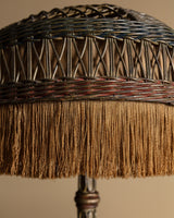 Arts & Crafts-Style Woven Wicker Table Lamp with Fringe, 1930's - Lone Fox