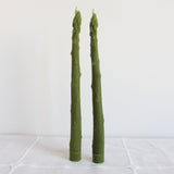 Asparagus Beeswax Candle Taper Pair - Lone Fox