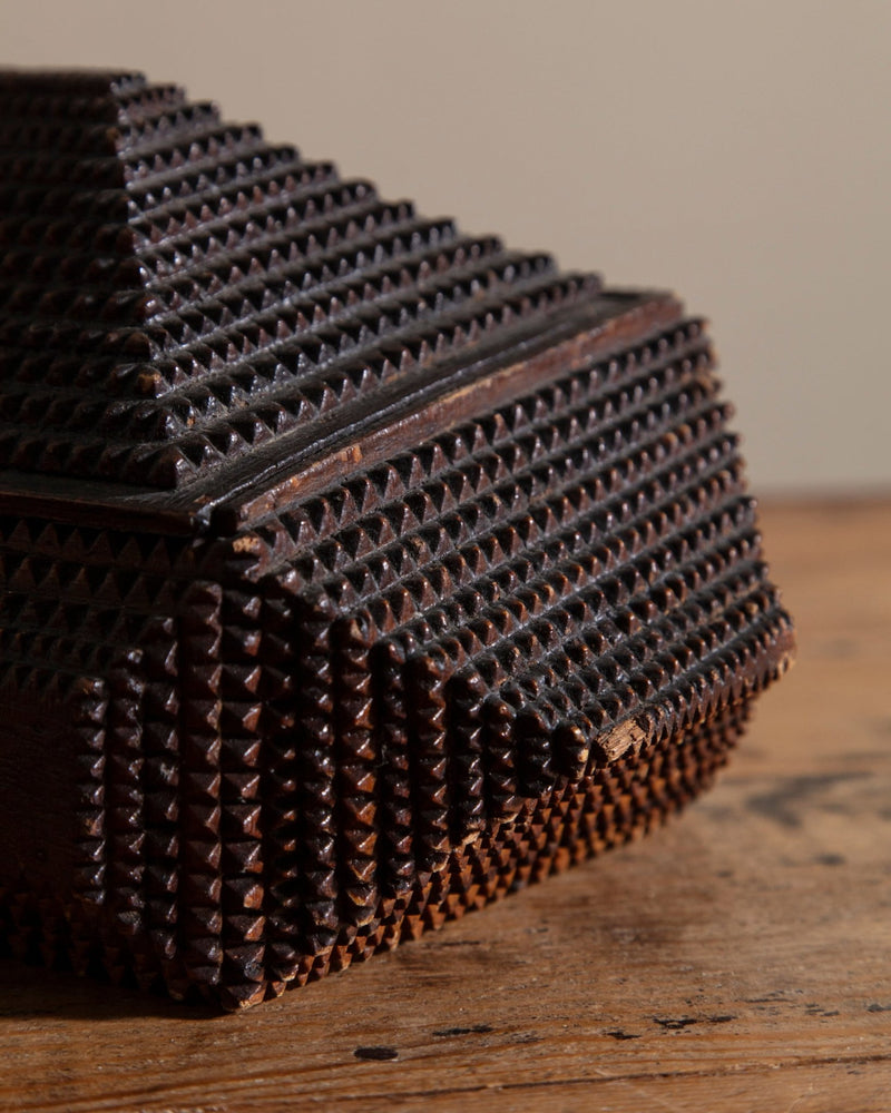 Asymmetrical Pyramid Tramp Art Box w/ Mirror, 19th Century - Lone Fox