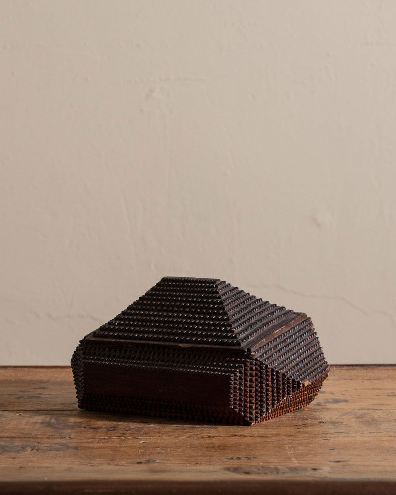 Asymmetrical Pyramid Tramp Art Box w/ Mirror, 19th Century - Lone Fox