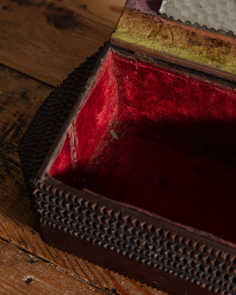 Asymmetrical Pyramid Tramp Art Box w/ Mirror, 19th Century - Lone Fox