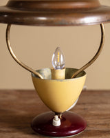 Atomic Enameled Yellow & Burgundy Steel Table Lamp, Italy, 1960's - Lone Fox