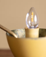 Atomic Enameled Yellow & Burgundy Steel Table Lamp, Italy, 1960's - Lone Fox