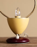 Atomic Enameled Yellow & Burgundy Steel Table Lamp, Italy, 1960's - Lone Fox