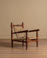 Audoux & Minet Beech and Rope Lounge Chair, France, 1950s (2 Available) - Lone Fox