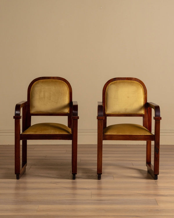 Austrian Secessionist Style Mahogany Chair, Vienna, 1920's (2 Available) - Lone Fox