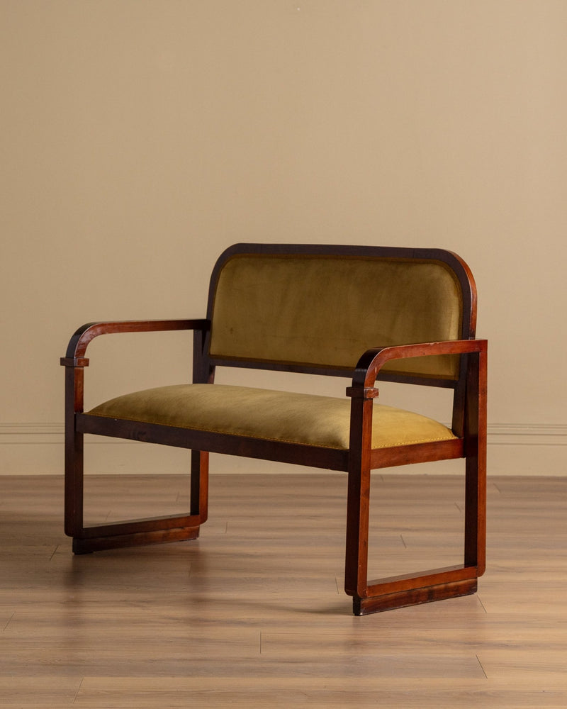 Austrian Secessionist Style Mahogany Settee, Vienna, 1920's – Lone Fox