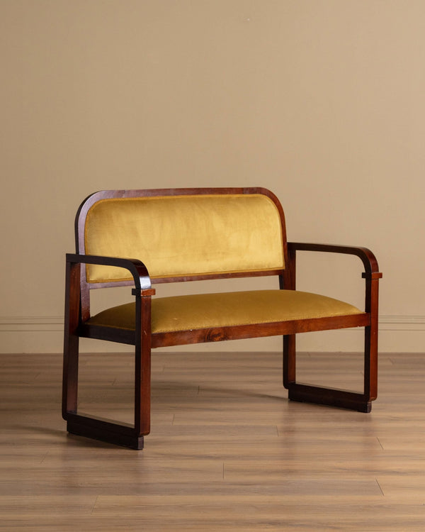 Austrian Secessionist Style Mahogany Settee, Vienna, 1920's - Lone Fox