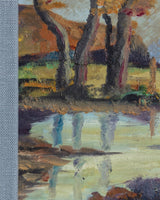 Autumn Pond Landscape w/ Cubed Frame, French, Early 20th Century - Lone Fox