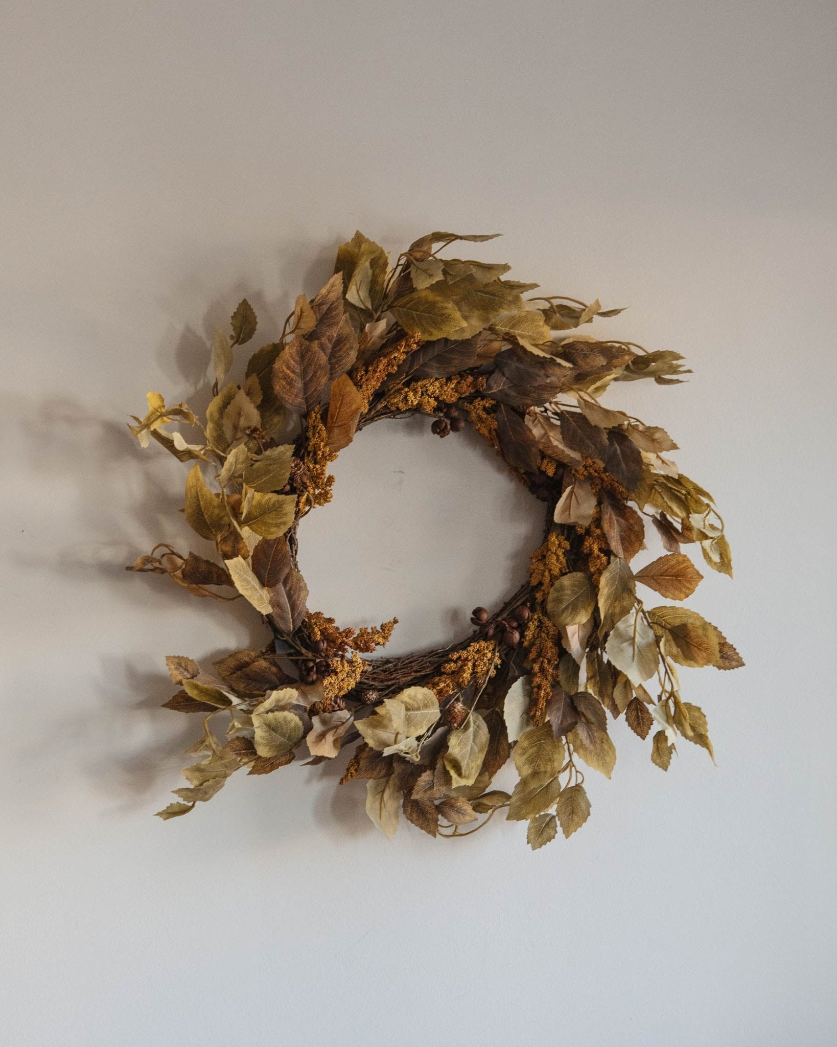 Autumnal Birch Leaves & Berry Bundles Wreath - Lone Fox