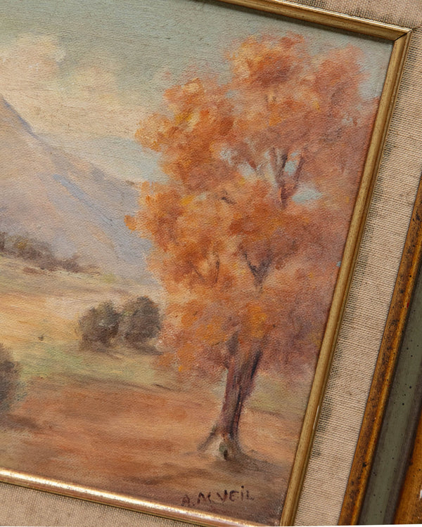 Autumnal Landscape Oil Painting, Mid Century - Lone Fox