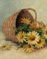 Basket of Daisies Oil Painting, Early 20th Century - Lone Fox