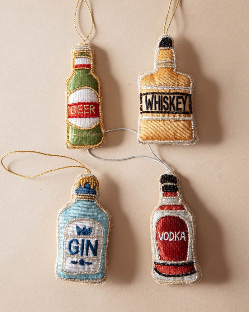 Beaded Gin Bottle Ornament - Lone Fox