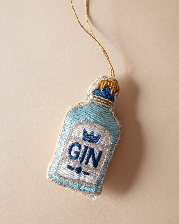 Beaded Gin Bottle Ornament - Lone Fox