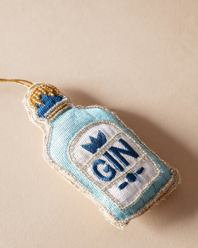 Beaded Gin Bottle Ornament - Lone Fox