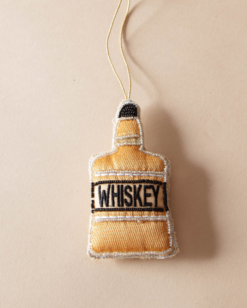 Beaded Whiskey Bottle Ornament - Lone Fox