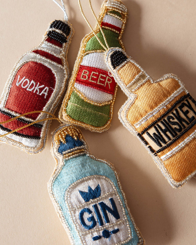 Beaded Whiskey Bottle Ornament - Lone Fox