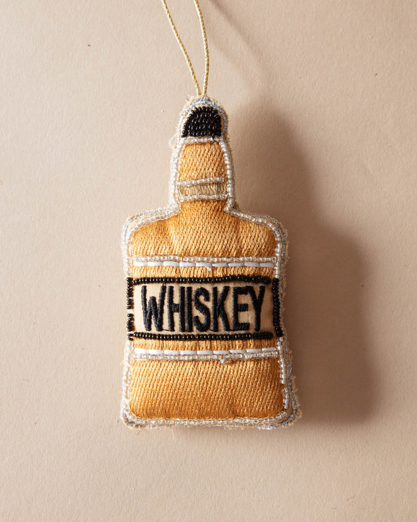 Beaded Whiskey Bottle Ornament - Lone Fox