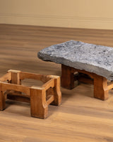 Belgian Bluestone & Oak Coffee Table, 1970's (2 Available) - Lone Fox