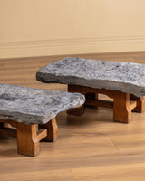 Belgian Bluestone & Oak Coffee Table, 1970's (2 Available) - Lone Fox