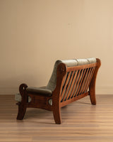 Belgian Oak Mortis & Tenon Sofa in Sage Velvet, 1960's - Lone Fox