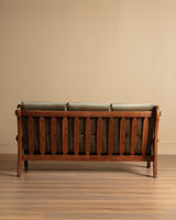 Belgian Oak Mortis & Tenon Sofa in Sage Velvet, 1960's - Lone Fox