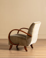 Bentwood Lounge Chair in Ochre Belgian Velvet, Czechoslovakia, 1960s - Lone Fox