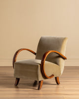 Bentwood Lounge Chair in Ochre Belgian Velvet, Czechoslovakia, 1960s - Lone Fox