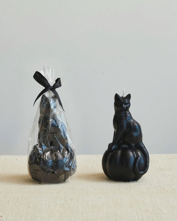 Black Cat on Pumpkin Candle - Lone Fox