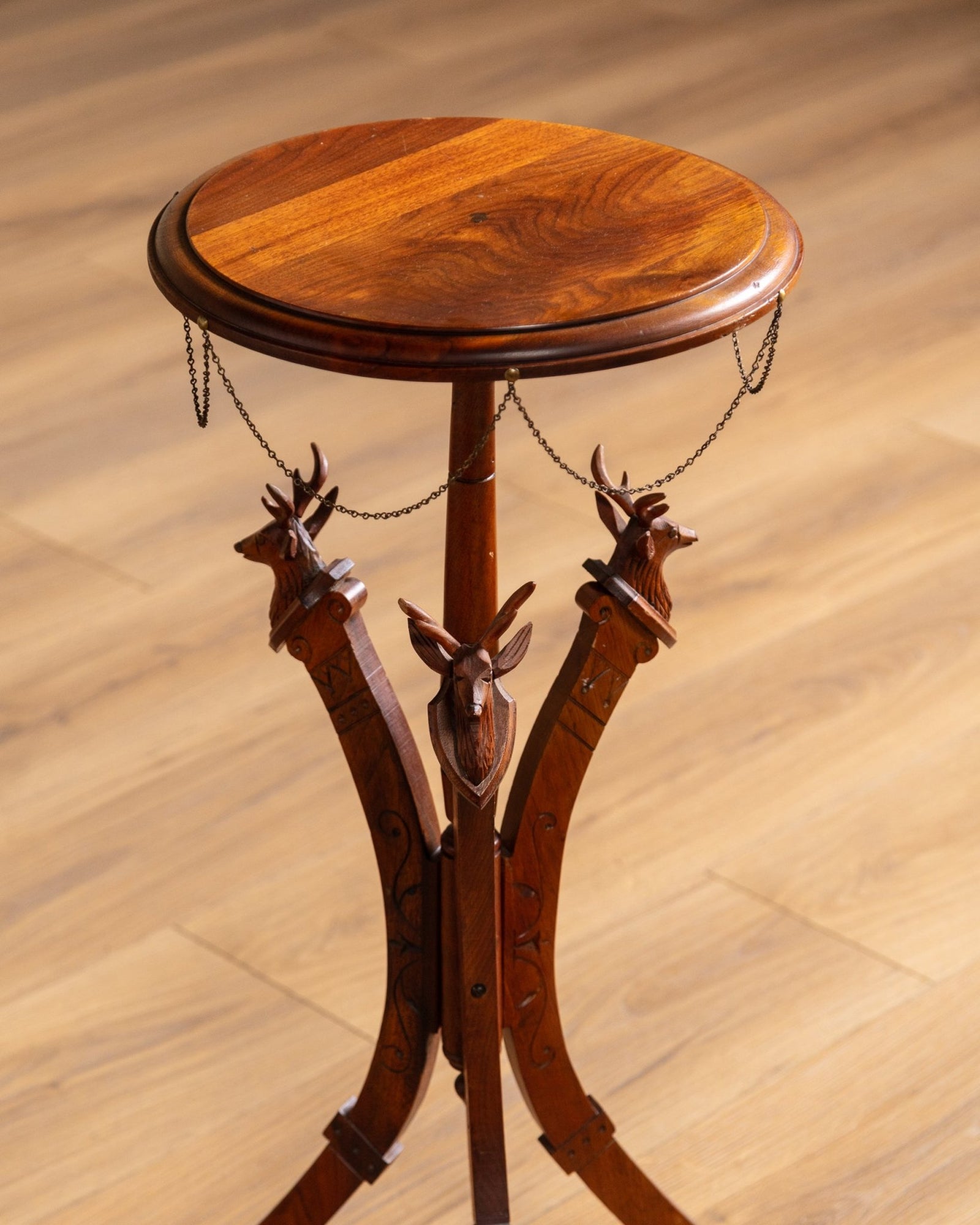 Black Forest Carved Stag Tripod Table, Germany, 19th Century