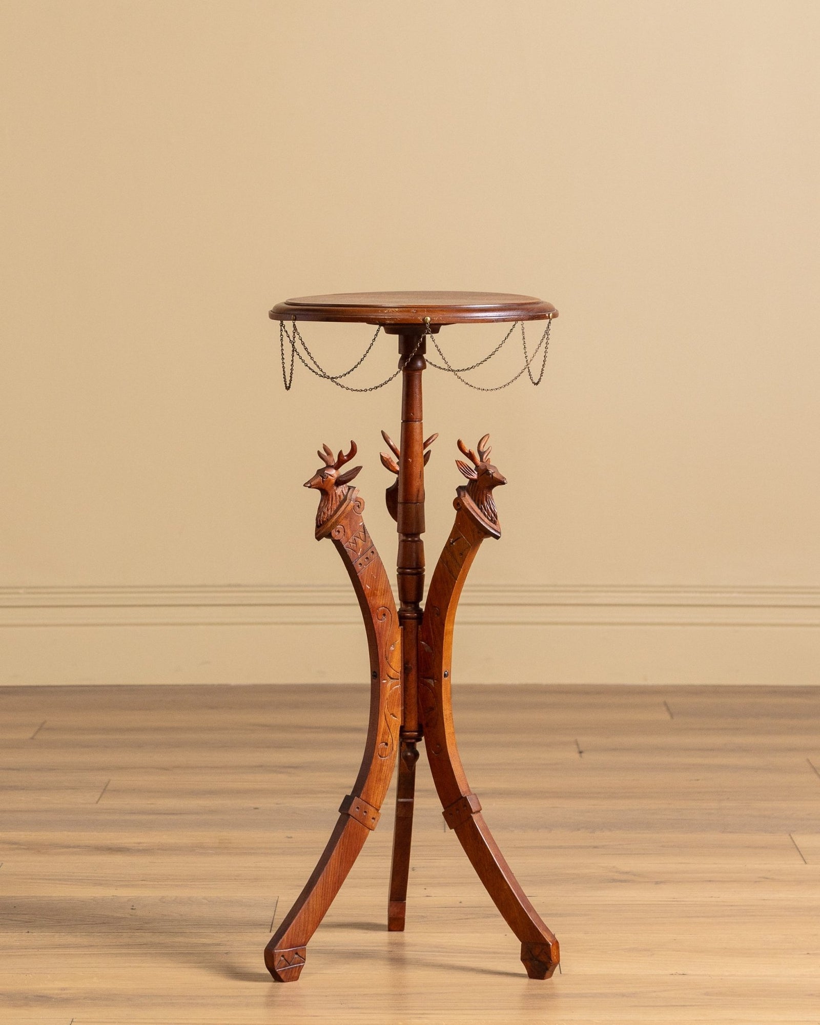 アンティーク雑貨 Tree Stand Black Forest Carved Stag Tripod Table, Germany, 19th Century