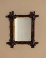 Black Forest Twig Mirror with Carved Leaf Corners, Germany, 19th Century - Lone Fox