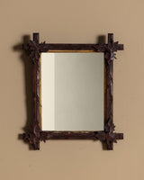 Black Forest Twig Mirror with Carved Leafs, Germany, 19th Century - Lone Fox