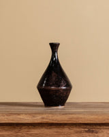 Black Glazed Studio Pottery Vase, Signed - Lone Fox