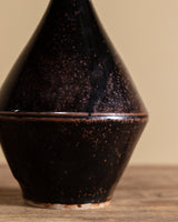 Black Glazed Studio Pottery Vase, Signed - Lone Fox