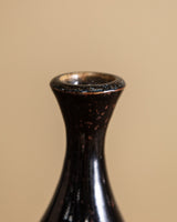 Black Glazed Studio Pottery Vase, Signed - Lone Fox