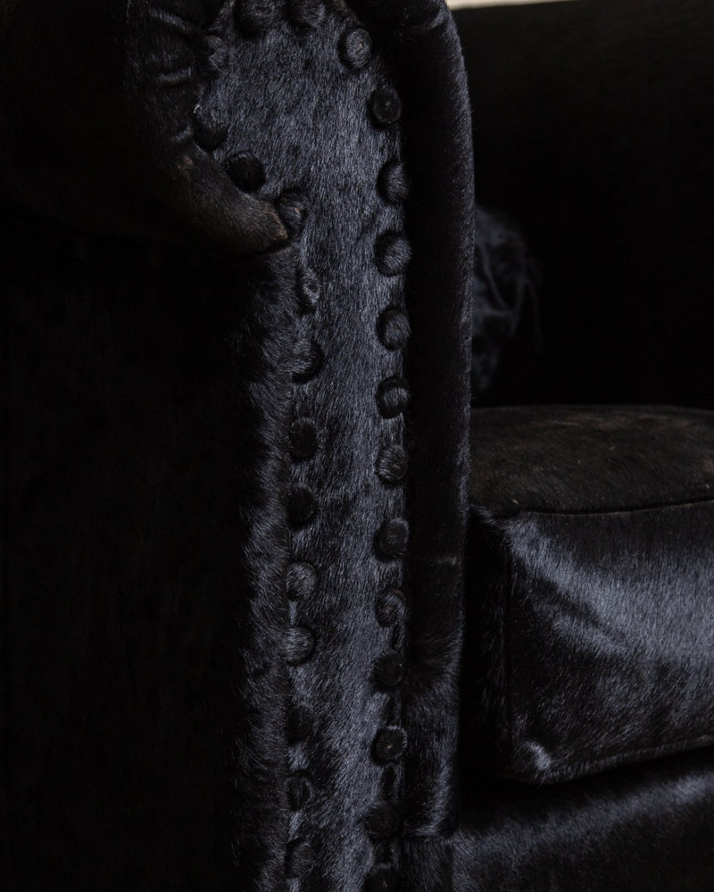 Black Ponyhair Club Chair, Italy, 1970's - Lone Fox