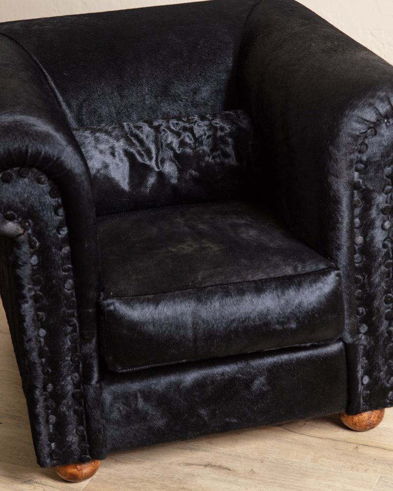 Black Ponyhair Club Chair, Italy, 1970's - Lone Fox