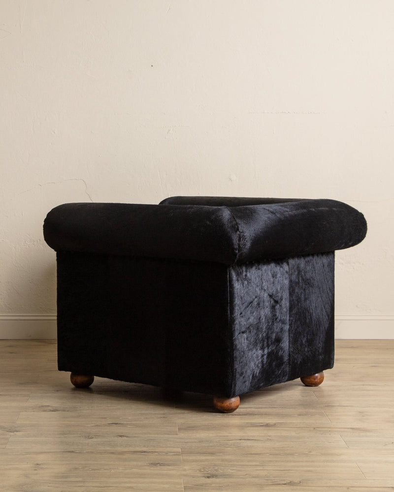 Black Ponyhair Club Chair, Italy, 1970's - Lone Fox