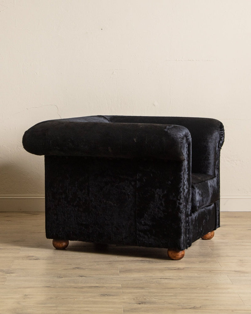 Black Ponyhair Club Chair, Italy, 1970's - Lone Fox