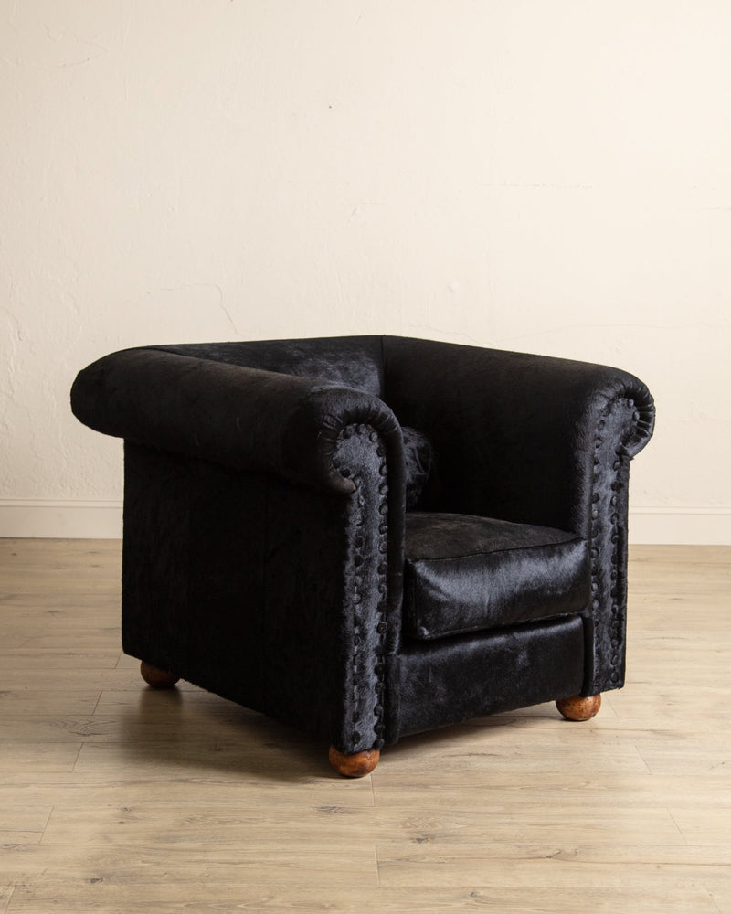 Black Ponyhair Club Chair, Italy, 1970's - Lone Fox