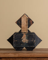 Black Tramp Art Jewelry Box w/ Diamond Mirror, 19th Century - Lone Fox