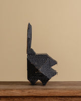 Black Tramp Art Jewelry Box w/ Diamond Mirror, 19th Century - Lone Fox