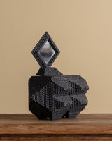 Black Tramp Art Jewelry Box w/ Diamond Mirror, 19th Century - Lone Fox